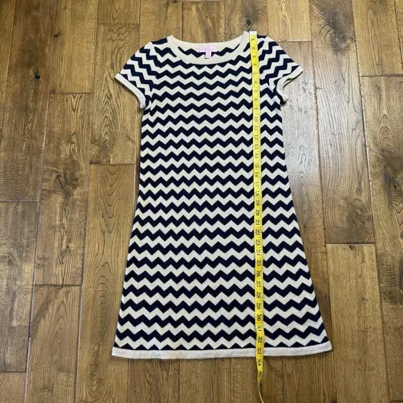 Lilly Pulitzer Womens Santana Sweater Dress Sz Small Merino Wool Blend Chevron - Picture 3 of 6